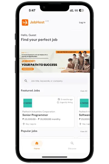 Jobhost Job Search Mobile App Mockup